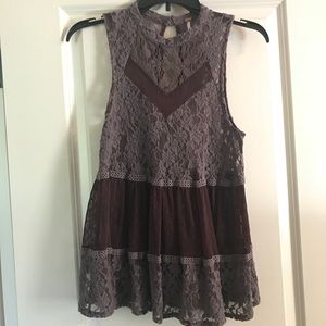 Purple lace free people top